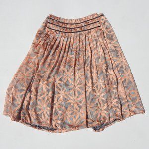 Vintage SportMax Size 10 Silk Pleated Floral Pink Midi Skirt Italy Mara